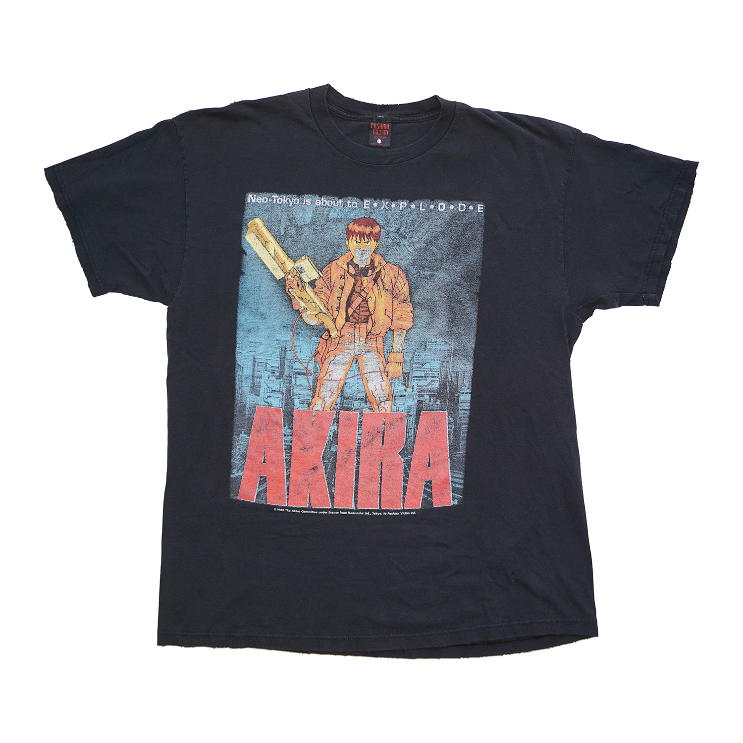 Vintage Faded Akira Movie Poster T-shirt, Size XL, Front
