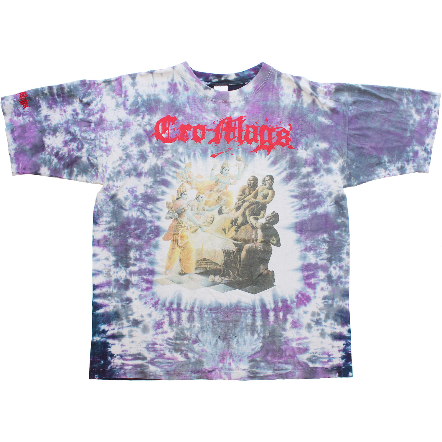 Vintage Tie-Dye Cro-Mags Near Death Experience Tour T-shirt, Front
