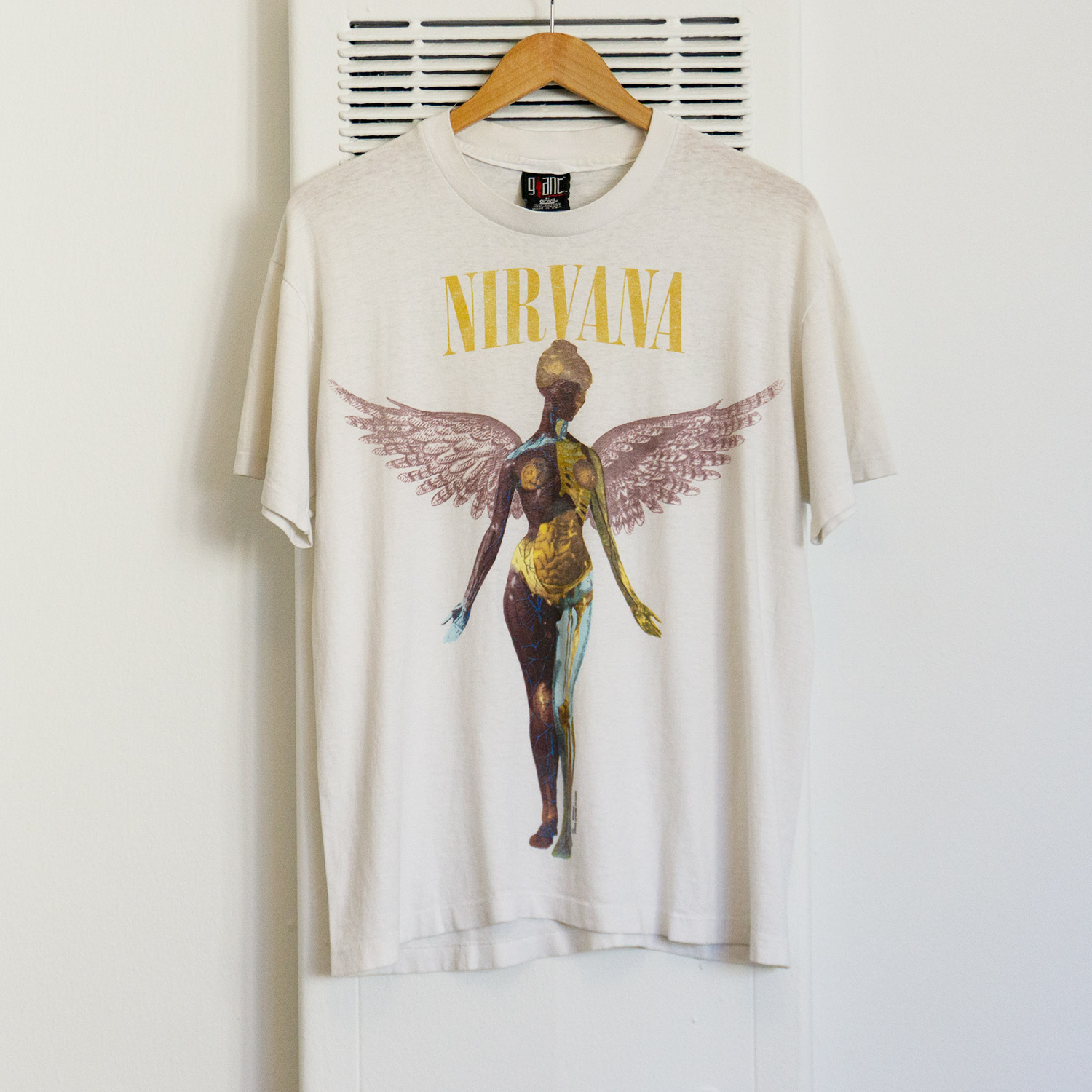Vintage Nirvana In Utero T-shirt with Giant by Anvil Neck Tag, Front