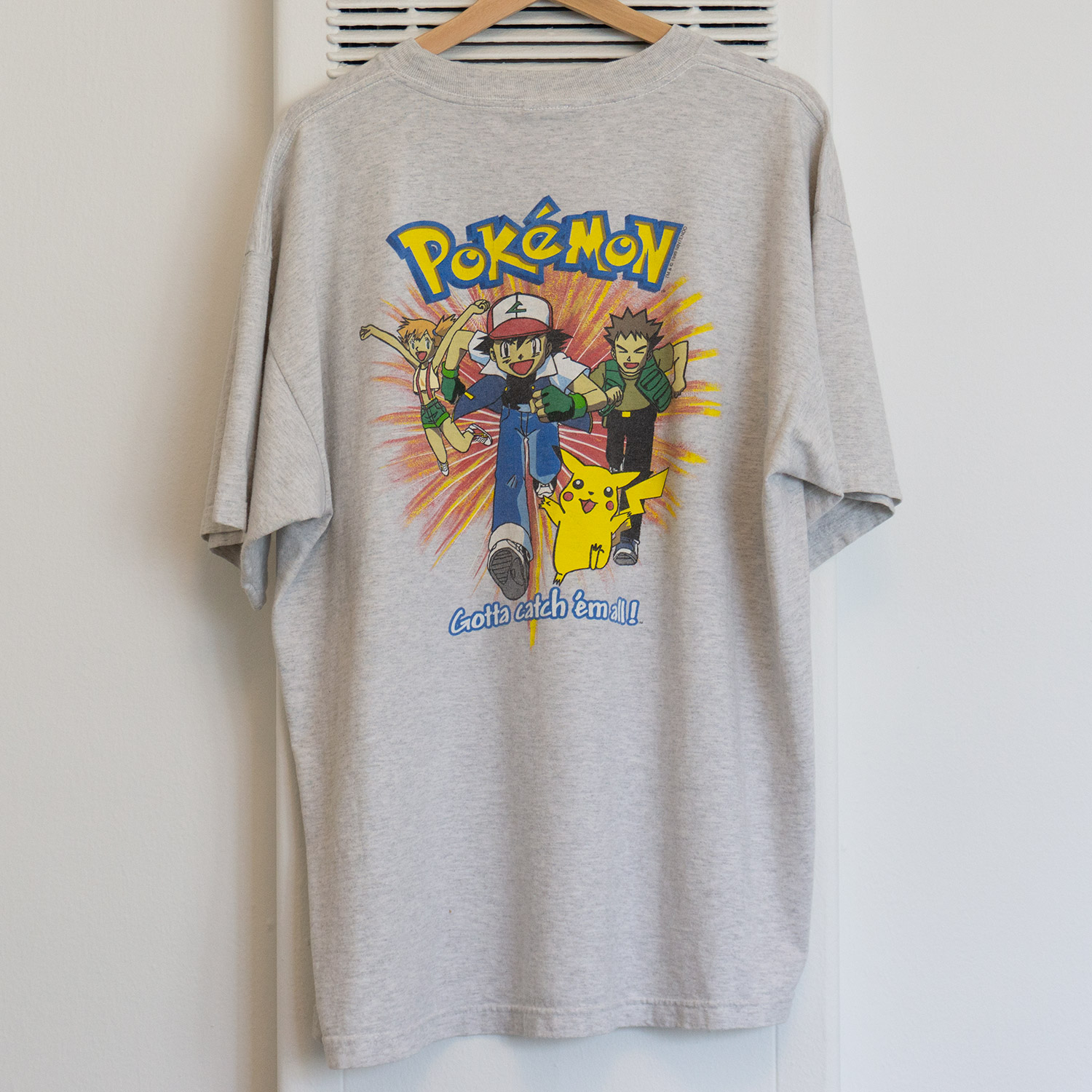 Vintage Ash Gray Pokémon Ash, Misty and Brock Trio T-shirt, Back