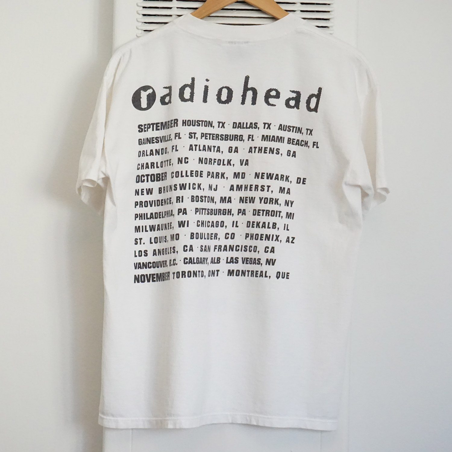 Vintage Radiohead The Fall Tour 1993 T-shirt, Back