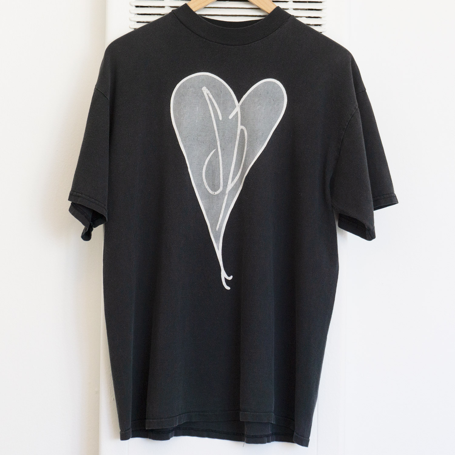 Vintage Smashing Pumpkins SP Silver Heart Logo T-shirt with Tultex Neck Tag, Front