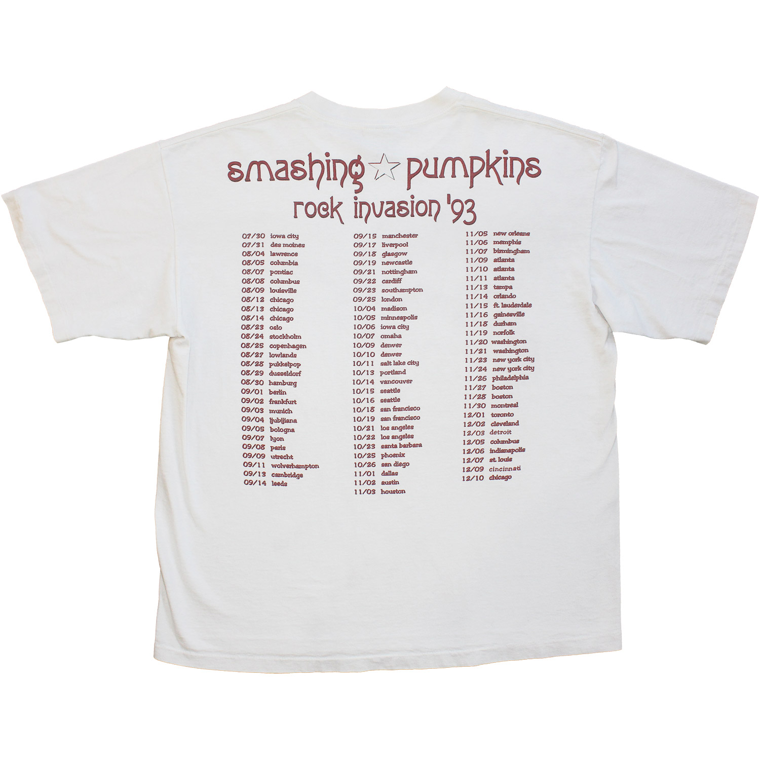 Vintage Smashing Pumpkins Siamese Dream Tour T-shirt, Back