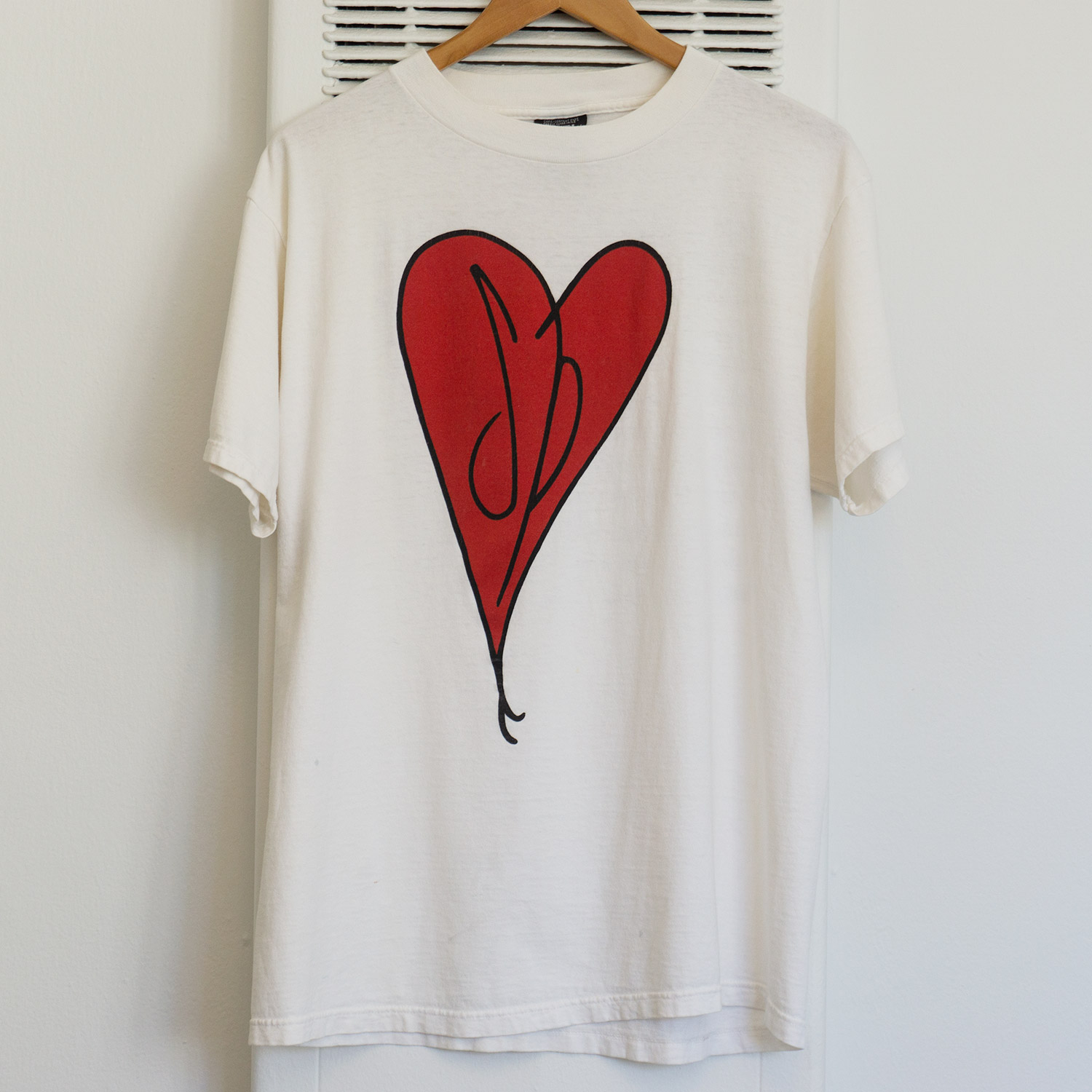 Vintage Smashing Pumpkins White SP Heart Logo T-shirt, Front